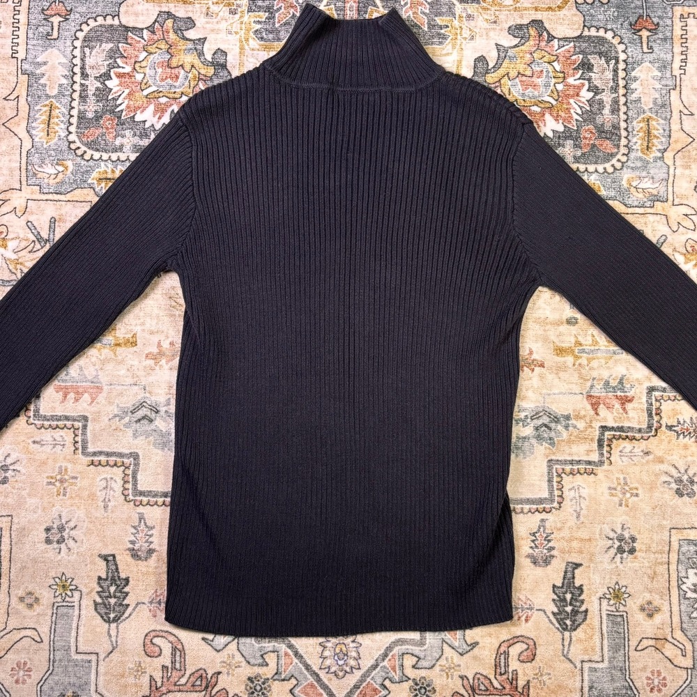 Vintage Polo Jeans Co Ralph Lauren Black Ribbed Mock Neck Sweater Flag Logo y2k - Picture 11 of 12